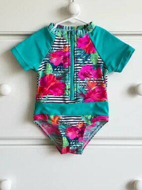 Mandarine & Co Rashguard Tropical Floral Swimsuit size 6 Months